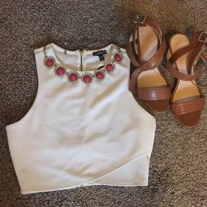 Express cream wrap crop top